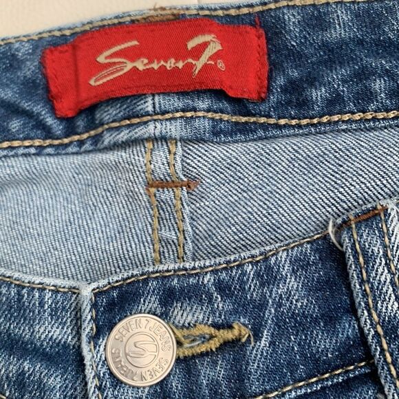 Seven 7 Distressed Embellished Denim Medium Wash Women’s Jeans Size 4P - Picture 12 of 13